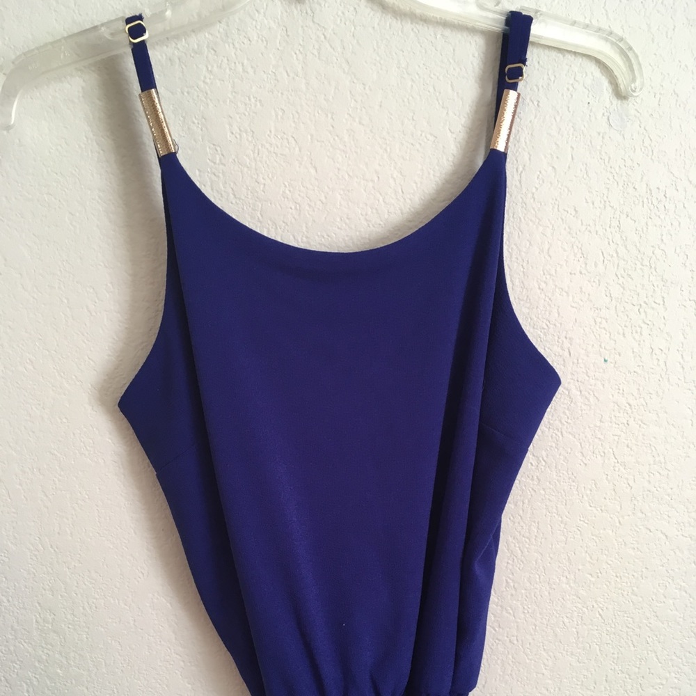 Full length royal blue jumpsuit